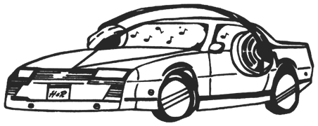 car with headphones illustration